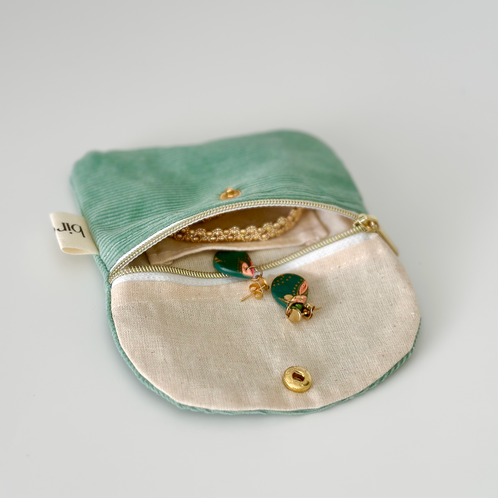 Dark Sage Jewellery Pouch